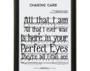 Snow Patrol 'Chasing Cars' Unframed Sheet Music Lyrics Print (A4 Size ...