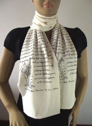 ANNA KARENINA Quote Scarf Handprinted Book by LiteraryArtPrints, $36 ...