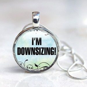 Quote necklace, Blue glass pendant, humour funny art necklace ...