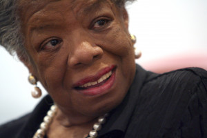 American poet and novelist Maya Angelou smiles during an interview ...