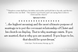 Quote of the Week: John Piper on Marriage | familyfaithandhome.com