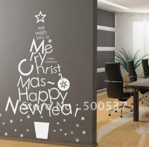 Fashion 60*90cm Vinyl Wall Quote ,quote christmas tree Home Decorative ...