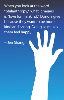 Image of an outreaching arm and quote from Jen Shang