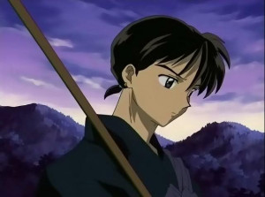 Miroku cleaned his bloody hands off in the water of the wooden tub.