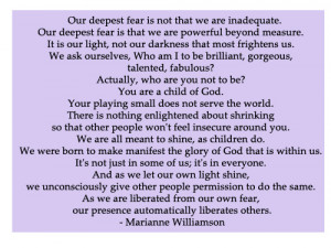 Fear Quote By Marianne Williamson