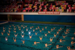North Korean synchronized swimmers perform at a mass synchronized ...