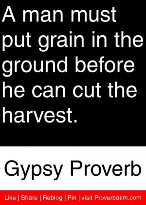 ... before he can cut the harvest. - Gypsy Proverb #proverbs #quotes