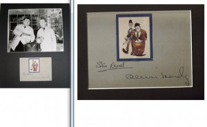 Laurel and Hardy Signed Autograph Book Page and fan club stamp