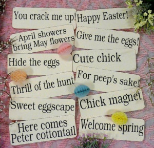 Easter Phrase sayings Flash Cards - vintage like signs chick bunny egg ...