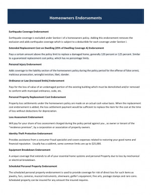 Recommended homeowners insurance endorsements for charleston, sc