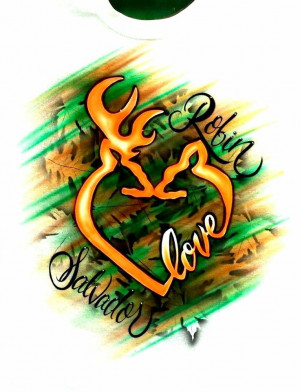 Airbrush Deer Love Heart Couple Browning Valentine shirt Camo! 2 # ...