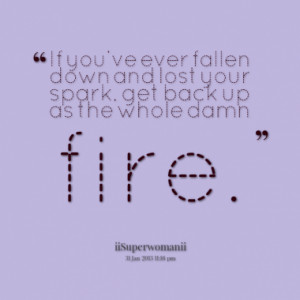 ... fallen down and lost your spark, get back up as the whole damn fire