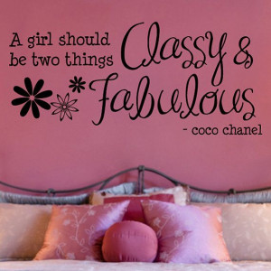 Coco Chanel Classy and Fabulous Quote Wall Decal 13.5