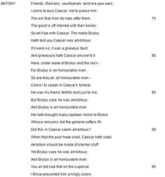 ... Brutus and Cassius and delivered by the actor who played Marc Antony