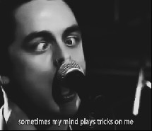 basket case, billie joe, black and white, gif, green day, song, text ...