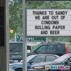 funny business signs, sandy hurricane