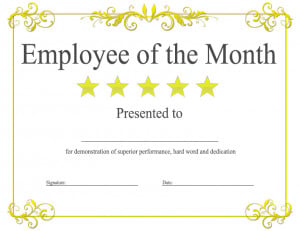 employee of the month certificate template printable