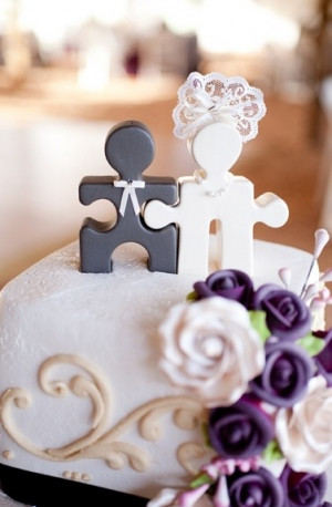 Puzzle Piece Wedding Cake Topper