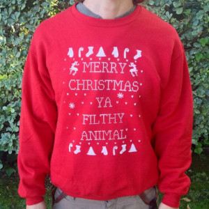 ... Christmas Sweater MERRY CHRISTMAS Ya filthy animal! Home alone quote