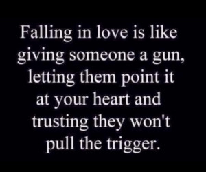 ... popular tags for this image include: love, gun, trust, heart and quote