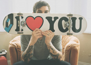 boy, guy, heart, i love you, love, skateboard