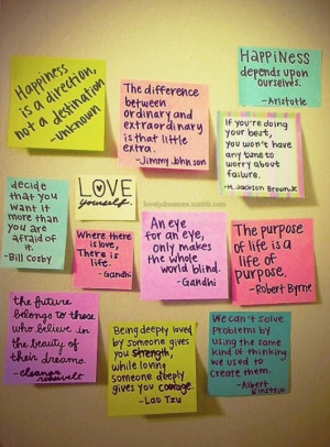 Quotes on sticky notes. Cute and colorful