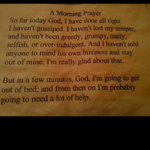 Monday Morning prayer...