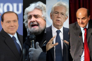 Beppe Grillo Mario Monti Pier Luigi Bersani picture alliance AP