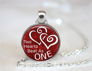 Two Hearts Beat As One Necklace, Quote Necklace, Heart Necklace, Heart ...