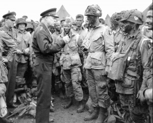 Gen. Dwight D. Eisenhower visits paratroopers on June 5, 1944, moments ...