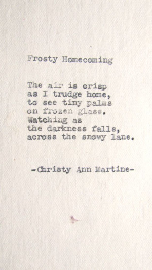 ... Frosty homecoming poem typed on 100% cotton paper winter poems sayings