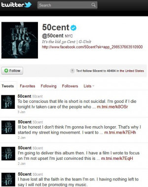 50 Cent took to Twitter when he was worried about dying.