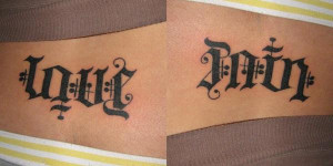 Love Pain Ambigram Tattoo