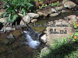 Peaceful Garden Waterfall with Bible Verse - Inspirational Art - JPG ...