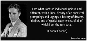 ... experiences, of all of which I am the sum total. - Charlie Chaplin