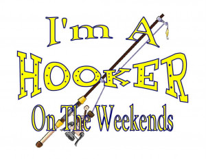 ... Shirt-Hooker-On-Weekends-Womens-Fishing-Pole-Funny-Humorous-NWOT