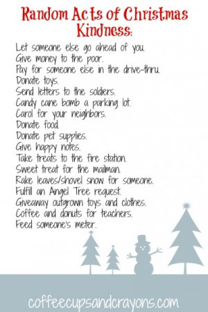 List of Random Acts of Christmas Kindness Ideas