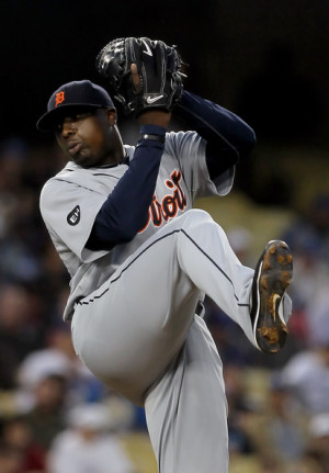 Dontrelle Willis Dontrelle Willis 21 of the Detroit Tigers pitches