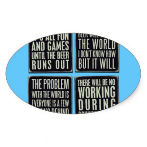 Funny beer quotes oval stickers