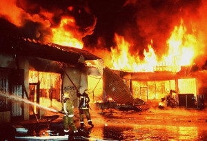 Fires burned throughout Los Angeles during the riots following the ...