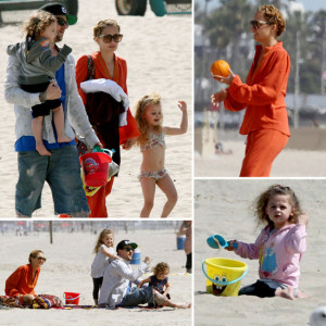 Nicole Richie and Joel Madden With Harlow at the Beach