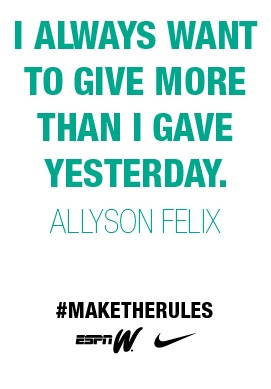 Allyson Felix; Track and field Inspiration. If I make it to Rio 2016 ...