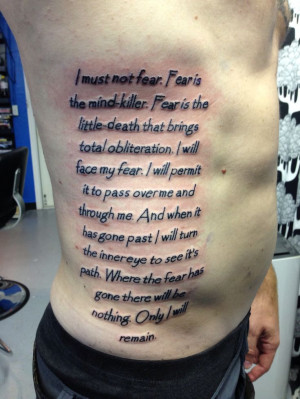 Litany Against Fear Tattoo Litany against fear tattoo