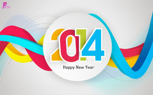Happy New Year 2014 Picture Colorful Curve Vector Resolutions