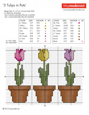 Get into the mood for Spring with this Free Tulip Cross Stitch Pattern