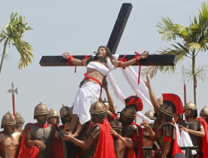 ... Roman soldiers during a Good Friday crucifixion re-enactment in San