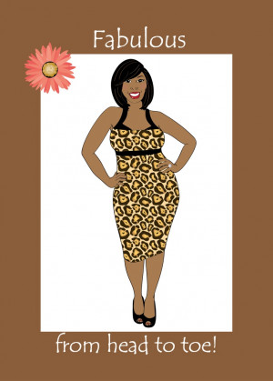 Birthday Card for Women. Beautiful curvy black (African American ...