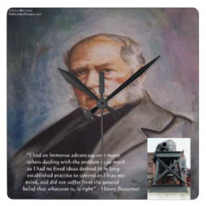 Henry Bessemer & Famous Quote Wall Clock Square Wall Clocks