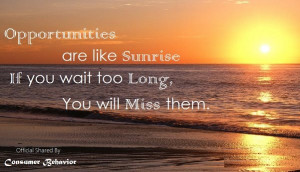opportunities are like sunrises if you wait too long you miss them ...