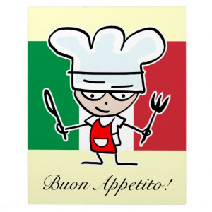 Italian deco gift with funny cook cartoon display plaques